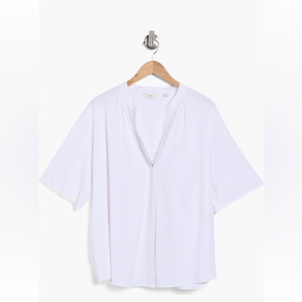 Vince Flutter Sleeve Linen Blend Top